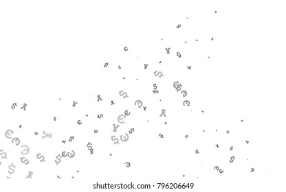 Dark Black vector cover with Euro, Dollar, Yen signs. Colored symbols of all currency on white background. Best design for your ad, poster, banner of money.
