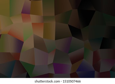 Dark Black vector cover with polygonal style. Modern abstract illustration with colorful rectangles. Background for cell phones.