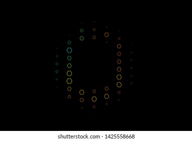 Dark Black vector cover with set of hexagons. Glitter abstract illustration in hexagonal style. Pattern for ads, leaflets.