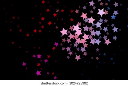 Dark Black vector cover with small and big stars. Blurred decorative design in simple style with stars. Best design for your ad, poster, banner.
