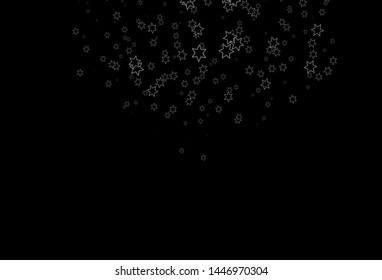 Dark Black vector cover with small and big stars. Blurred decorative design in simple style with stars. Best design for your ad, poster, banner.