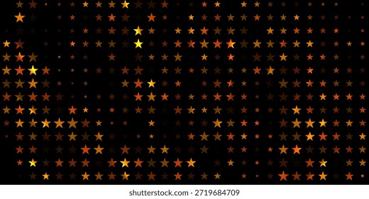 Cubierta de Vector negro oscuro con Pequeñas y grandes estrellas naranjas. Ilustración abstracta geométrica moderna con estrellas. El mejor diseño para su anuncio, cartel, Anuncio.