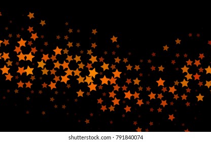Dark Black vector cover with small and big orange stars. Modern geometrical abstract illustration with stars. Best design for your ad, poster, banner.