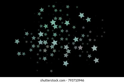 Dark Black vector cover with small and big stars. Glitter abstract illustration with colored stars. The pattern can be used for wrapping gifts.