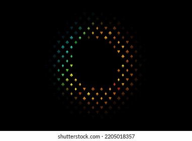 Dark black vector cover with symbols of gamble. Blurred decorative design of hearts, spades, clubs, diamonds. Smart design for your business advert of casinos.