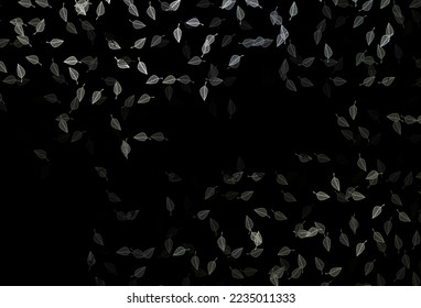 Fondo del doodle del vector negro oscuro. Doodles esquemáticos con hojas de gradiente coloridas. Patrón para el libro de marcas.