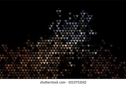 Dark Black vector greeting Card Happy Valentine's Day. Pattern with isolated hearts on the white background. Colored illustration for your banner, website, advert.