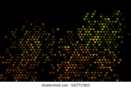 Dark Black vector greeting Card Happy Valentine's Day. Pattern with isolated hearts on the white background. Colored illustration for your banner, website, advert.
