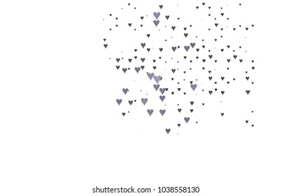 Dark Black vector greeting Card Happy Valentine's Day. Pattern with isolated hearts on the white background. Colored illustration for your banner, website, advert.