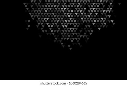 Dark Black vector greeting Card Happy Valentine's Day. Pattern with isolated hearts on the white background. Colored illustration for your banner, website, advert.