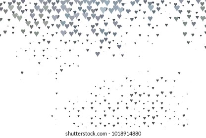 Dark Black vector hearts isolated on white background. Cool pattern in origami style with gradient for Valentine day. Graphic illustration for your business design.