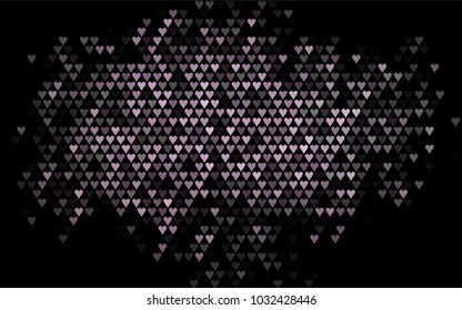 Dark Black vector hearts isolated on white background. Cool pattern in origami style with gradient for Valentine day. Graphic illustration for your business design.
