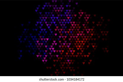 Dark Black vector hearts isolated on white background. Cool pattern in origami style with gradient for Valentine day. Graphic illustration for your business design.