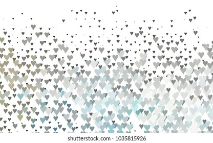 Dark Black vector hearts isolated on white background. Cool pattern in origami style with gradient for Valentine day. Graphic illustration for your business design.
