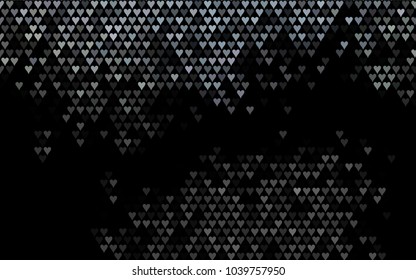 Dark Black vector hearts isolated on white background. Cool pattern in origami style with gradient for Valentine day. Graphic illustration for your business design.