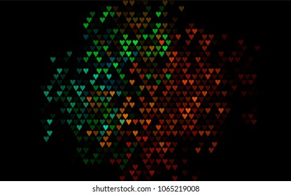 Dark Black vector hearts isolated on white background. Cool pattern in origami style with gradient for Valentine day. Graphic illustration for your business design.