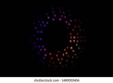 Dark Black vector layout with elements of cards. Blurred decorative design of hearts, spades, clubs, diamonds. Pattern for leaflets of poker games, events.