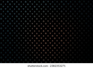 Dark black vector layout with elements of cards. Colorful gradient with signs of hearts, spades, clubs, diamonds. Smart design for your business advert of casinos.