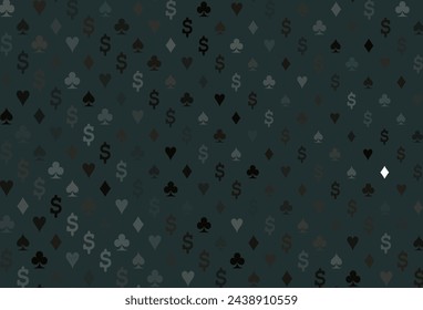 Dark black vector layout with elements of cards. Glitter abstract sketch with isolated symbols of playing cards. Pattern for leaflets of poker games, events.