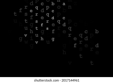 Dark black vector layout with latin alphabet. Modern geometrical illustration with ABC english symbols. The pattern can be used for ad, booklets, leaflets of education.
