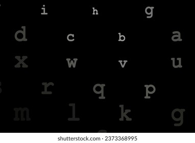 Diseño vectorial negro oscuro con alfabeto latino. Ilustración geométrica moderna con símbolos ABC en inglés. La plantilla se puede utilizar como fondo para anuncios de tipografía.