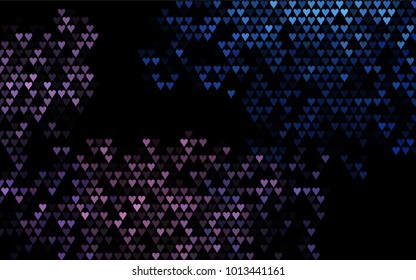 Dark Black vector lovely background with hearts. Valentines greeting card with cute hearts. Abstract pattern for your design, website, ad.
