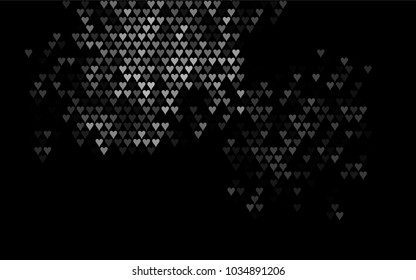 Dark Black vector lovely background with hearts. Valentines greeting card with cute hearts. Abstract pattern for your design, website, ad.