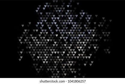 Dark Black vector lovely background with hearts. Valentines greeting card with cute hearts. Abstract pattern for your design, website, ad.