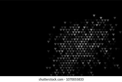 Dark Black vector lovely background with hearts. Valentines greeting card with cute hearts. Abstract pattern for your design, website, ad.