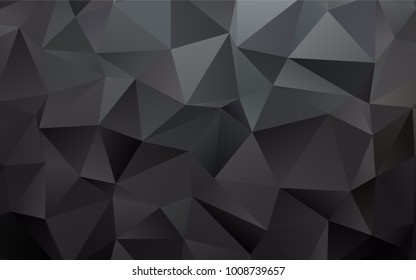 Dark Black vector low poly template. Glitter abstract illustration with an elegant design. Triangular pattern for your business design.