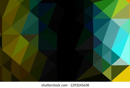 Dark Black vector low poly cover. Shining colored illustration in a Brand new style. The best triangular design for your business.