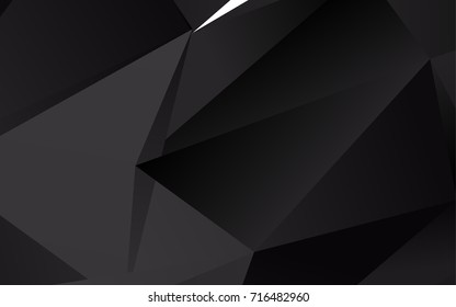 Dark Black vector low poly background. Creative illustration in halftone style with gradient. Triangular pattern for your business design.