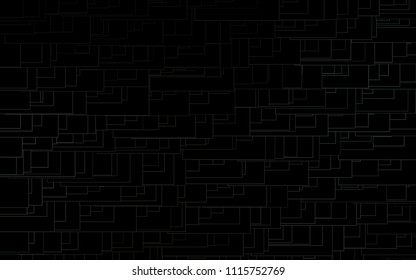 Dark Black vector modern geometrical background. Abstract template. Geometric pattern in square style with gradient.