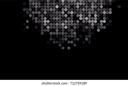 Dark Black vector modern geometrical circle abstract background. Dotted texture template. Geometric pattern in halftone style with gradient. 
