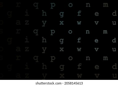 Dark black vector pattern with ABC symbols. Colored alphabet signs with gradient on white background. The pattern can be used for school, grammar websites.