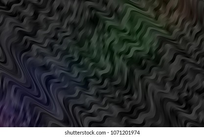 Dark Black vector pattern with bent lines. A sample with blurred bubble shapes. Textured wave pattern for backgrounds.