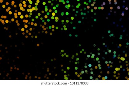 Dark Black vector pattern with colored spheres. Geometric sample of repeating circles on white background in halftone style.