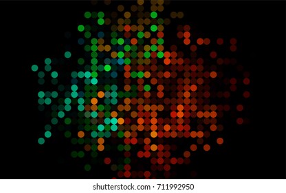 Dark Black vector pattern with colored spheres. Geometric sample of repeating circles on white background in halftone style.