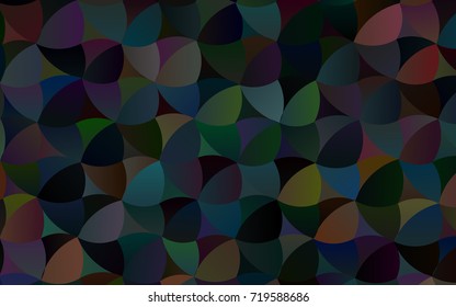 Dark Black vector pattern with colored spheres. Geometric sample of repeating circles on white background in halftone style.