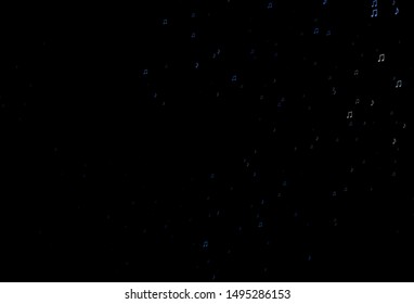 Dark Black vector pattern with music elements. Isolated colorful music keys on abstract background. Modern design for wallpapers.