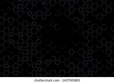 Dark Black vector pattern with spheres. Glitter abstract illustration with blurred drops of rain. Design for posters, banners.