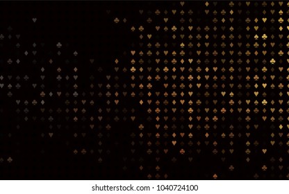 Dark Black vector pattern with symbol of cards. Blurred decorative design of hearts, spades, clubs, diamonds. Pattern for booklets, leaflets of gambling houses.