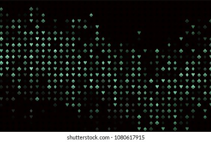 Dark Black vector pattern with symbol of cards. Illustration with set of hearts, spades, clubs, diamonds. Pattern for leaflets of poker games, events.