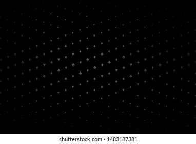 Dark Black vector pattern with symbol of cards. Glitter abstract sketch with isolated symbols of playing cards. Smart design for your business advert of casinos.