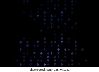 Dark Black vector pattern with symbol of cards. Glitter abstract sketch with isolated symbols of playing cards. Pattern for ads of parties, events in Vegas.
