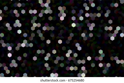 Dark Black vector polygonal illustration, which consist of hexagons. Hexagonal design for your business. Creative geometric background in Origami style with gradient