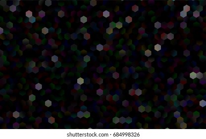 Dark Black vector polygonal illustration, which consist of hexagons. Hexagonal design for your business. Creative geometric background in Origami style with gradient