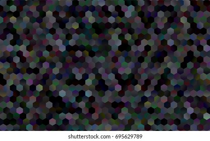Dark Black vector polygonal illustration, which consist of hexagons. Hexagonal design for your business. Creative geometric background in Origami style with gradient