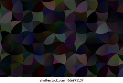 Dark Black vector red banner with set of circles, dots. Donuts Background. Creative Design Template. Technological halftone illustration.