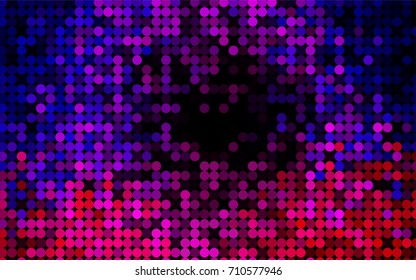 Dark Black vector red banner with set of circles, dots. Donuts Background. Creative Design Template. Technological halftone illustration.